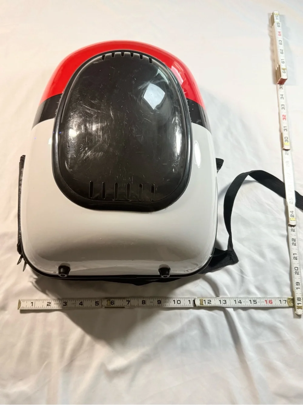 Superhero Pokéball Pet Bubble Backpack Carrier Cat Small Dog Red White